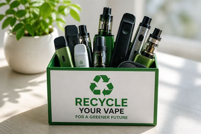 Used vape devices ready for recycling in UK