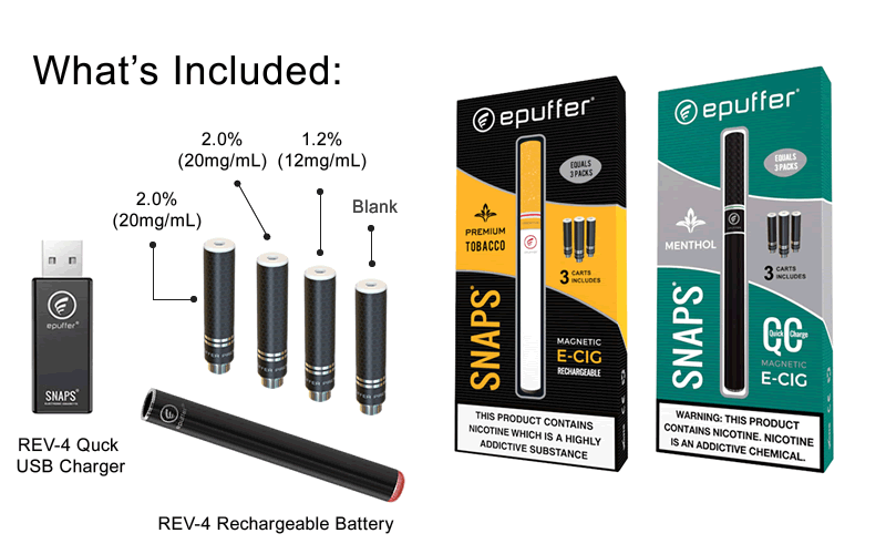 SNAPS REV4 Electronic Cigarette ePuffer Rechargeable ecigarette