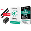 epuffer snaps rev5 electronic cigarette bundled with black batteries and black menthol cartridges and trio usb charger