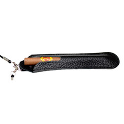 black ecigar leather lanyard