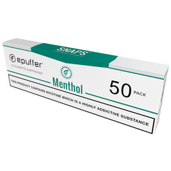 epuffer snaps menthol cigarette cartridges 50 pack green