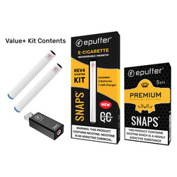 epuffer snaps value plus electronic cigarette kit premium tobacco blue led light