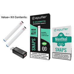 epuffer snaps value plus electronic cigarette kit menthol blue led light