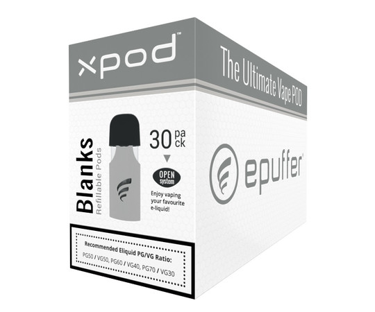 XPOD Blank Refillable Open System Vape Pods 30 Pack